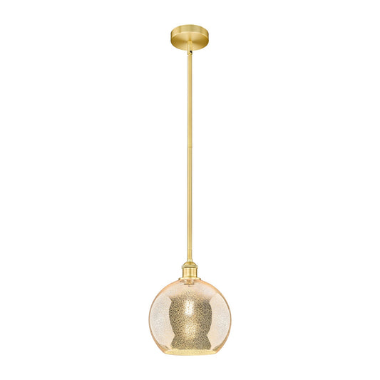 Innovations Athens 10in 1-Light Mini Pendant | Industrial Satin Gold Steel and Mercury Glass | Kitchen Island & Dining Room | 10 | Model 616-1S-SG-G128-10
