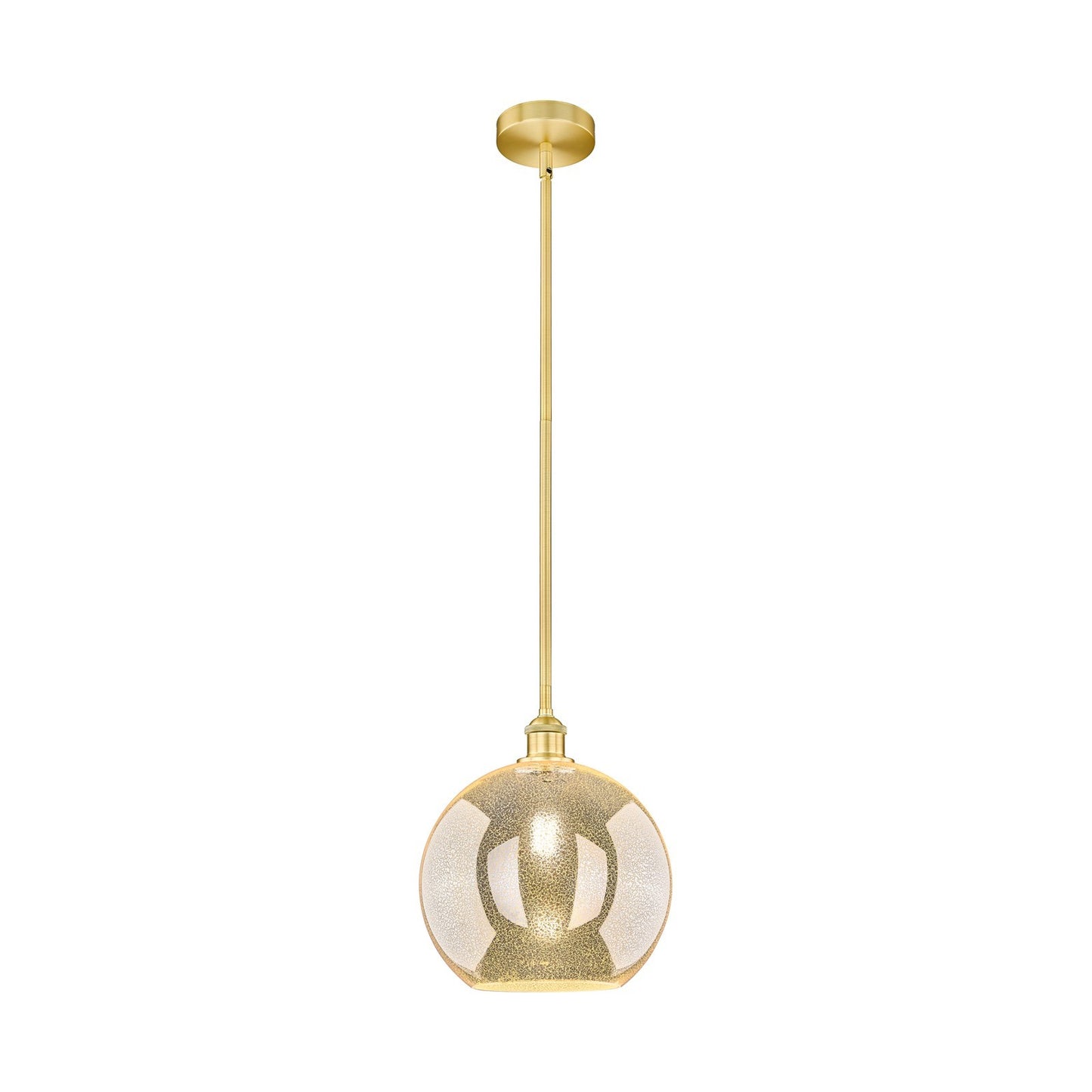 Innovations Athens 12in 1-Light Mini Pendant | Industrial Satin Gold Steel and Mercury Glass | Kitchen Island & Dining Room | Model 616-1S-SG-G128-12