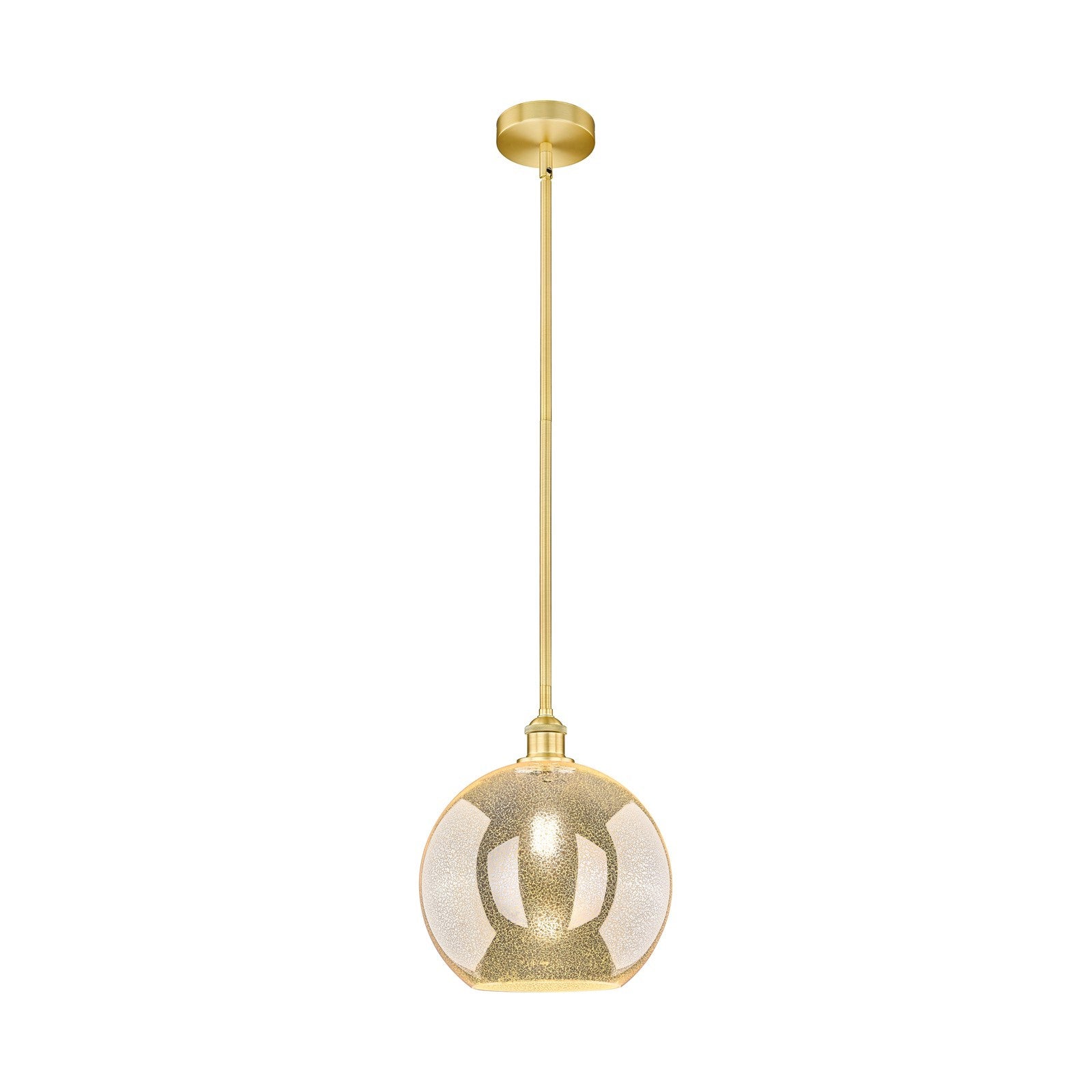 Innovations Athens 12in 1-Light Mini Pendant | Industrial Satin Gold Steel and Mercury Glass | Kitchen Island & Dining Room | Model 616-1S-SG-G128-12