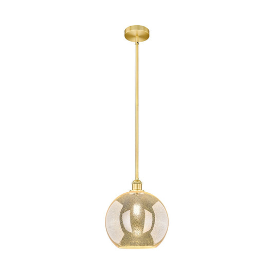 Innovations Athens 12in 1-Light Mini Pendant | Industrial Satin Gold Steel and Mercury Glass | Kitchen Island & Dining Room | Model 616-1S-SG-G128-12