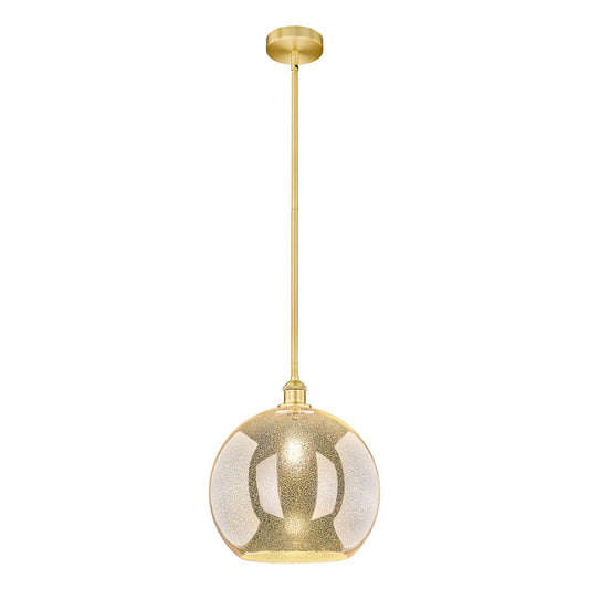 Innovations Athens 14in 1-Light Pendant | Industrial Satin Gold Steel and Mercury Glass | Kitchen Island & Dining Room | 13.75 x | Model 616-1S-SG-G128-14