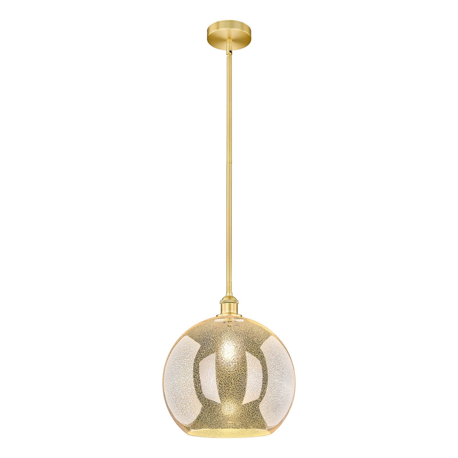 Innovations Athens 14in 1-Light Pendant | Industrial Satin Gold Steel and Mercury Glass | Kitchen Island & Dining Room | 13.75 x | Model 616-1S-SG-G128-14