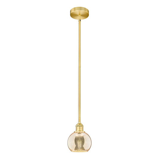 Innovations Athens 6in 1-Light Mini Pendant | Industrial Satin Gold Steel and Mercury Glass | Kitchen Island & Dining Room | 5.88 | Model 616-1S-SG-G128-6
