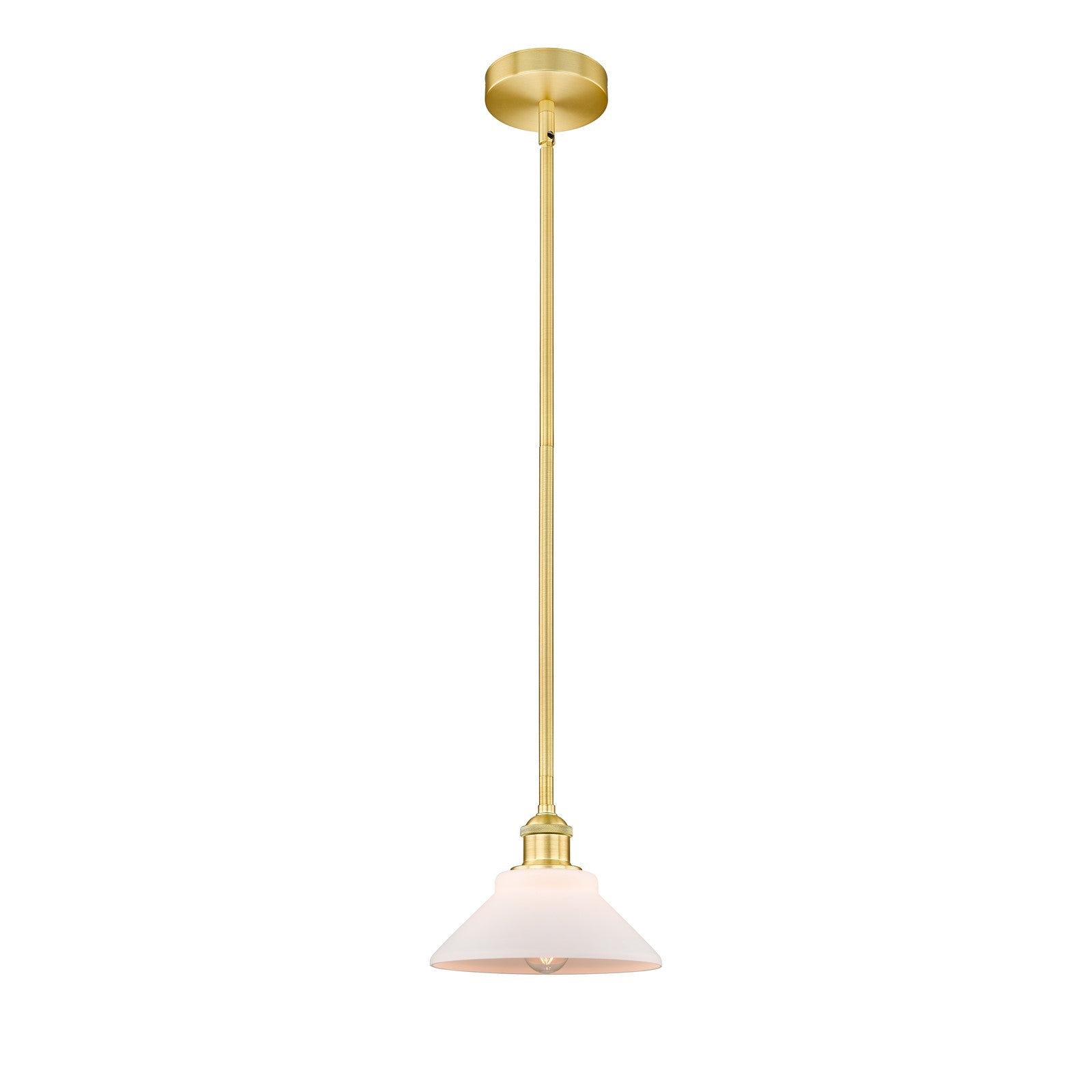 Innovations Orwell 8in 1-Light Mini Pendant | Industrial Satin Gold Steel and Matte White Glass | Kitchen Island & Dining Room | Model 616-1S-SG-G131