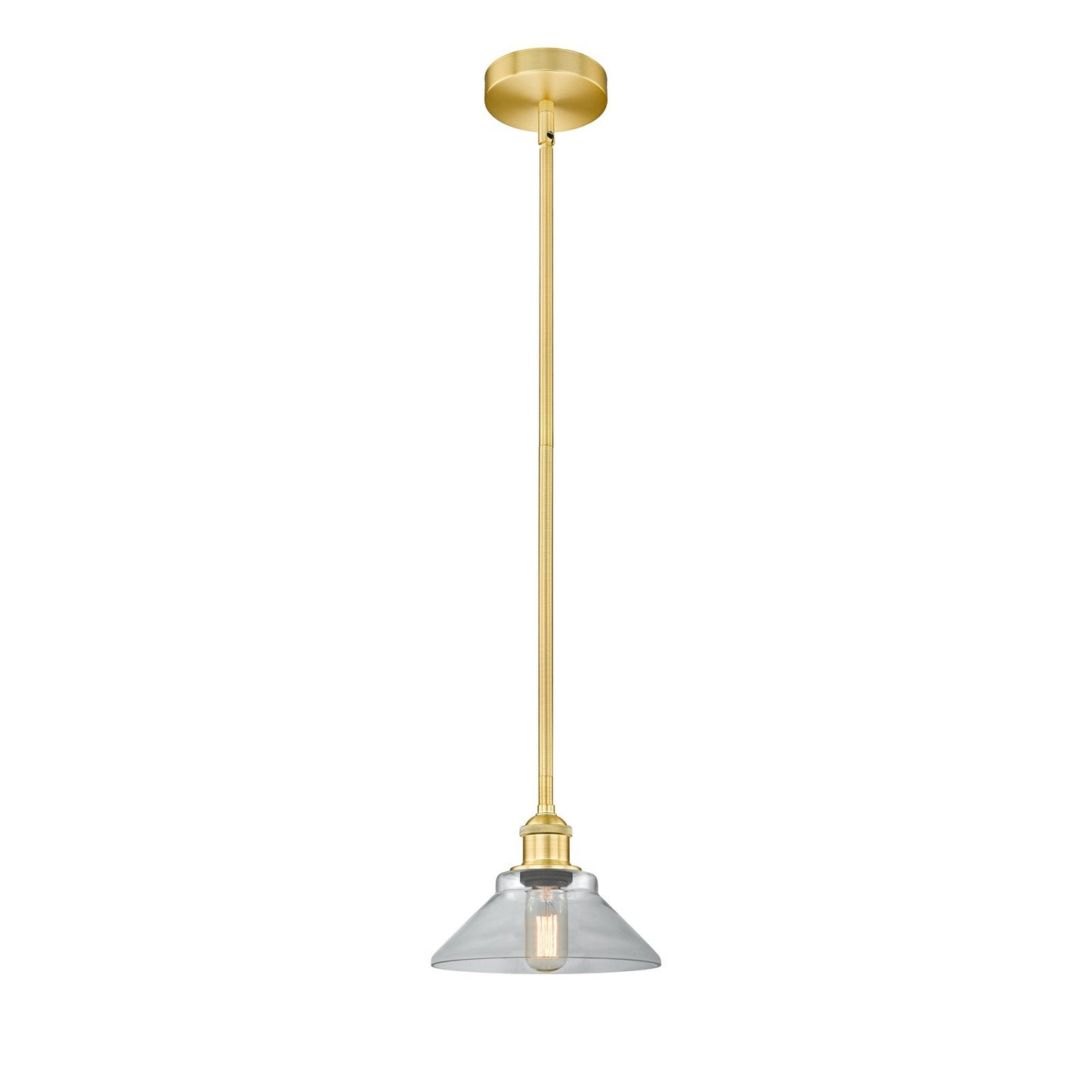 Innovations Orwell 8in 1-Light Mini Pendant | Industrial Satin Gold Steel and Clear Glass | Kitchen Island & Dining Room | 8.38 x | Model 616-1S-SG-G132