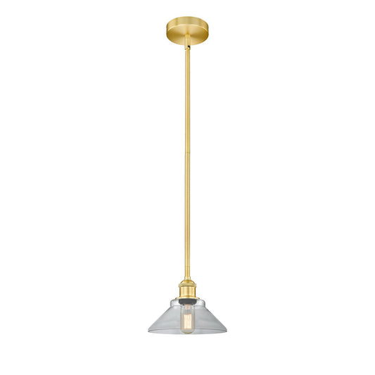 Innovations Orwell 8in 1-Light Mini Pendant | Industrial Satin Gold Steel and Clear Glass | Kitchen Island & Dining Room | 8.38 x | Model 616-1S-SG-G132