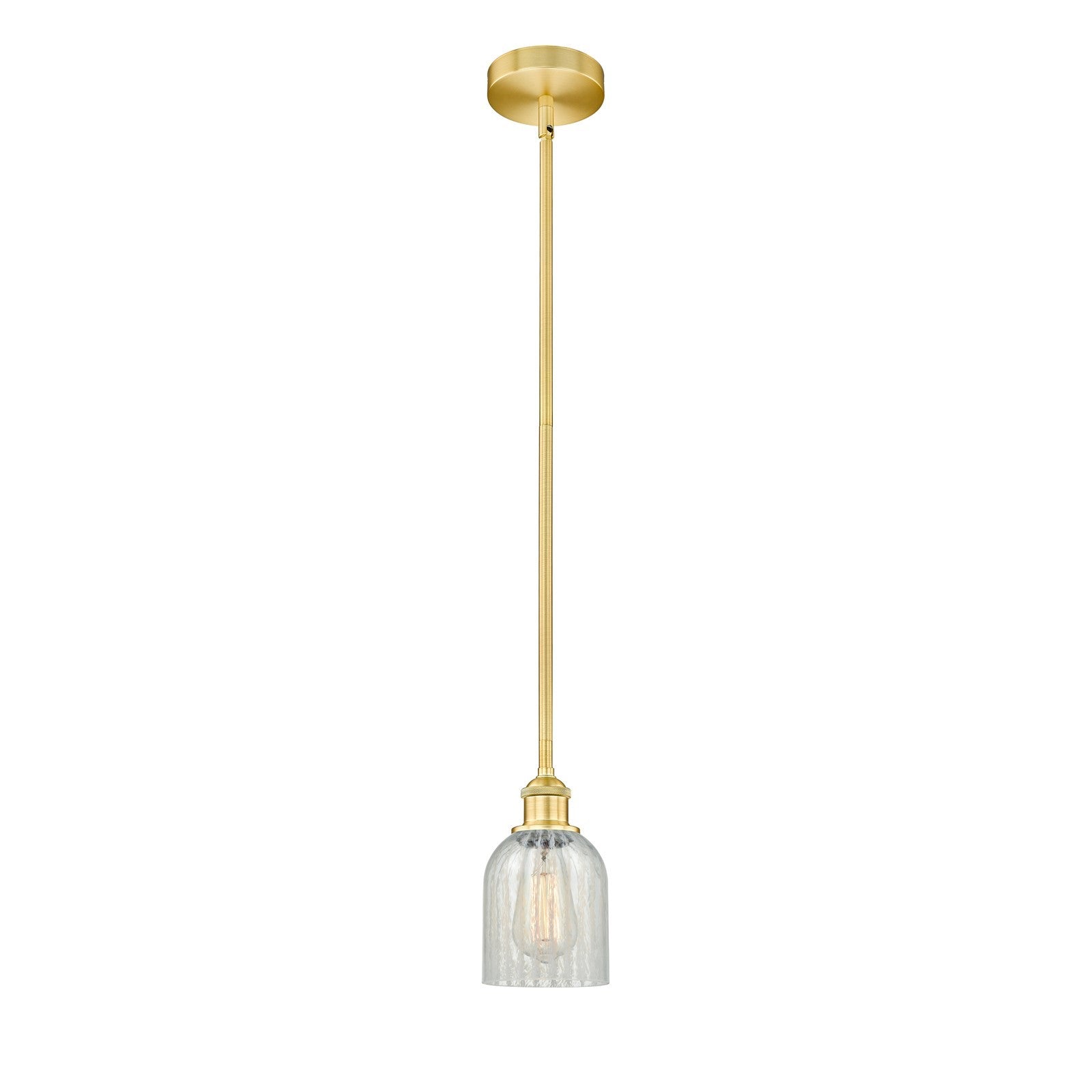 Innovations Caledonia 5in 1-Light Mini Pendant | Industrial Satin Gold Steel and Mouchette Glass | Kitchen Island & Dining Room | Model 616-1S-SG-G2511