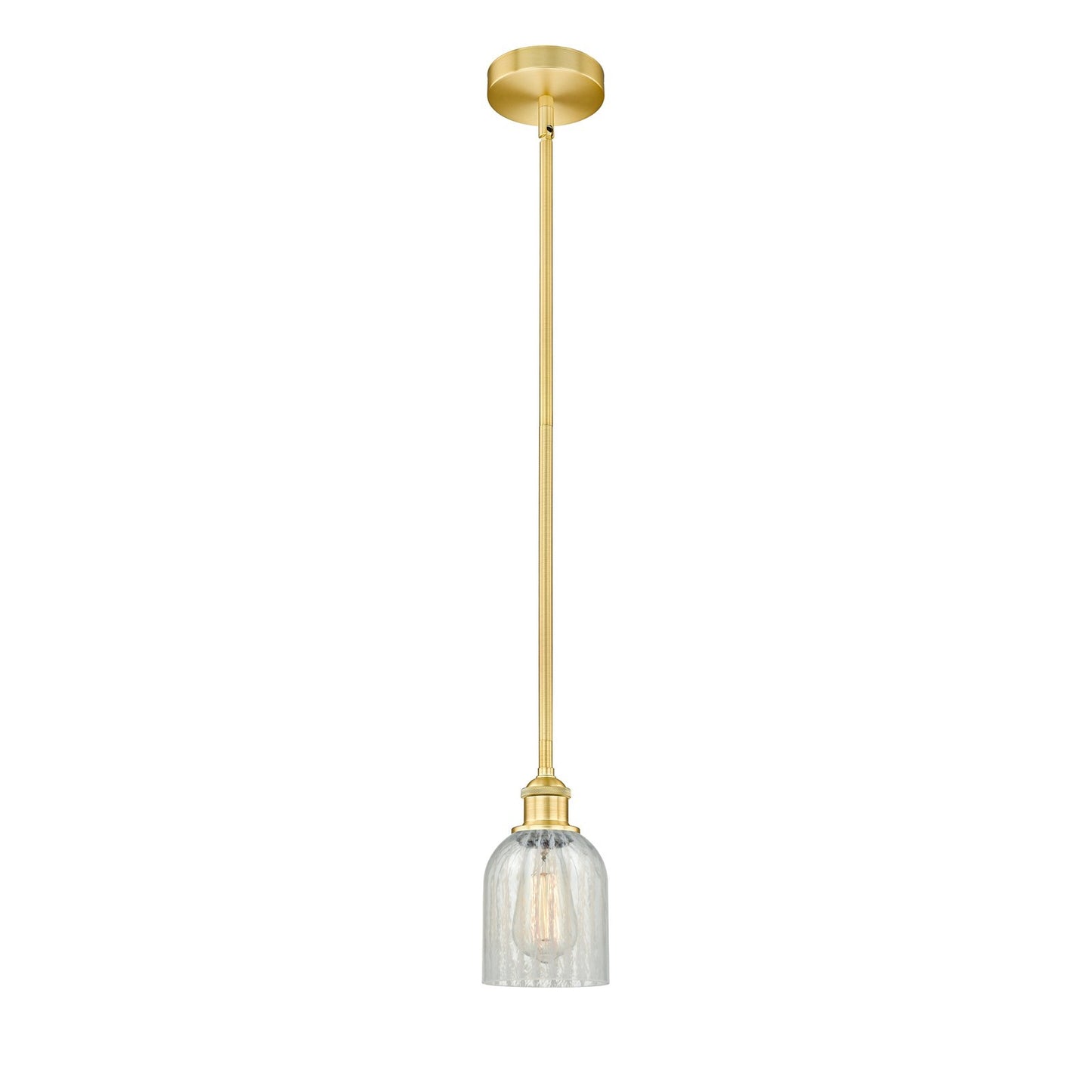 Innovations Caledonia 5in 1-Light Mini Pendant | Industrial Satin Gold Steel and Mouchette Glass | Kitchen Island & Dining | Model 616-1S-SG-G2511-LED