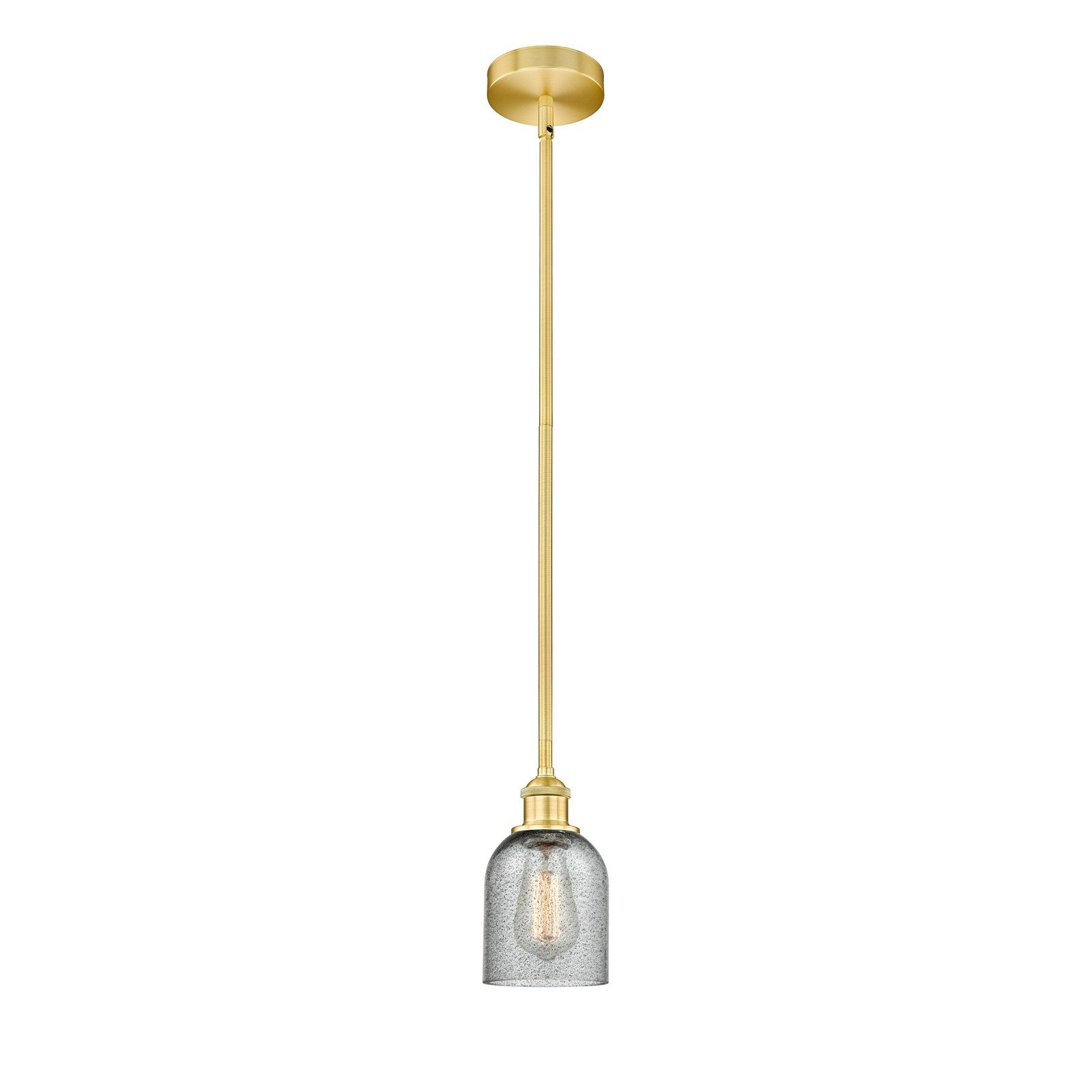 Innovations Caledonia 5in 1-Light Mini Pendant | Industrial Satin Gold Steel and Charcoal Glass | Kitchen Island & Dining Room | 5 | Model 616-1S-SG-G257
