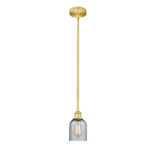Innovations Caledonia 5in 1-Light Mini Pendant | Industrial Satin Gold Steel and Charcoal Glass | Kitchen Island & Dining Room | 5 | Model 616-1S-SG-G257