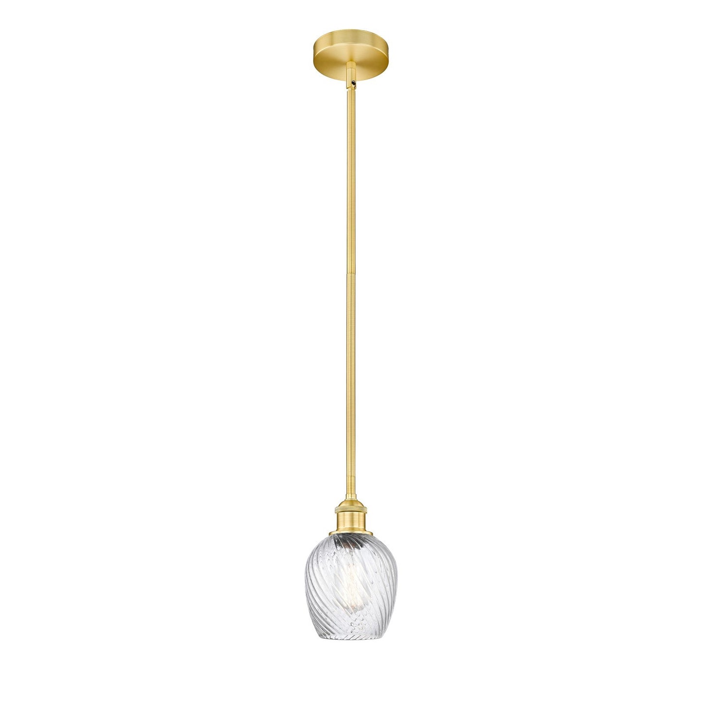 Innovations Salina 6in 1-Light Mini Pendant | Industrial Satin Gold Steel and Clear Spiral Fluted Glass | Kitchen Island & Dining | Model 616-1S-SG-G292