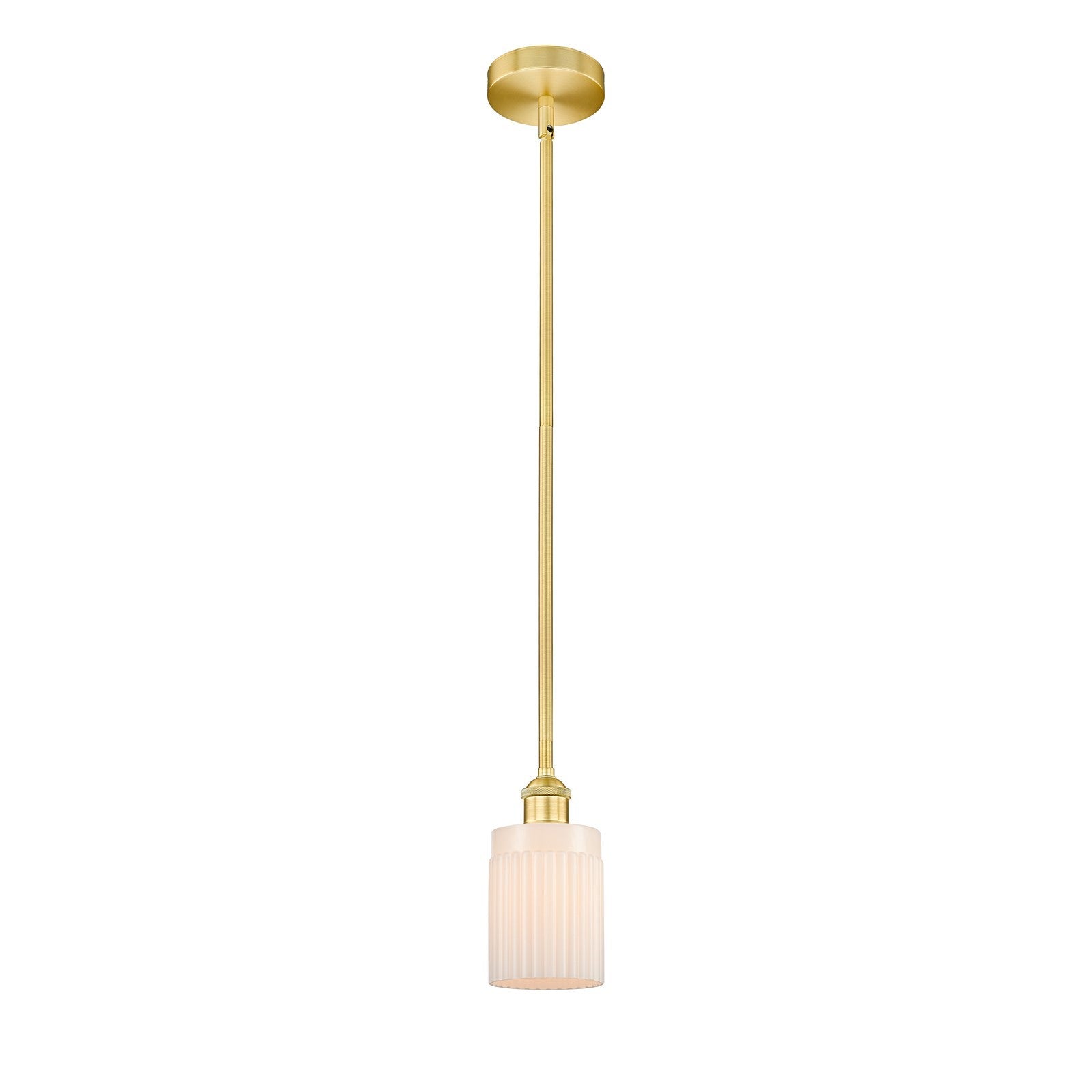 Innovations Hadley 4.5in 1-Light Mini Pendant | Satin Gold Steel and Matte White Ribbed Glass | Kitchen Island & Dining Room | 4.5 | Model 616-1S-SG-G341