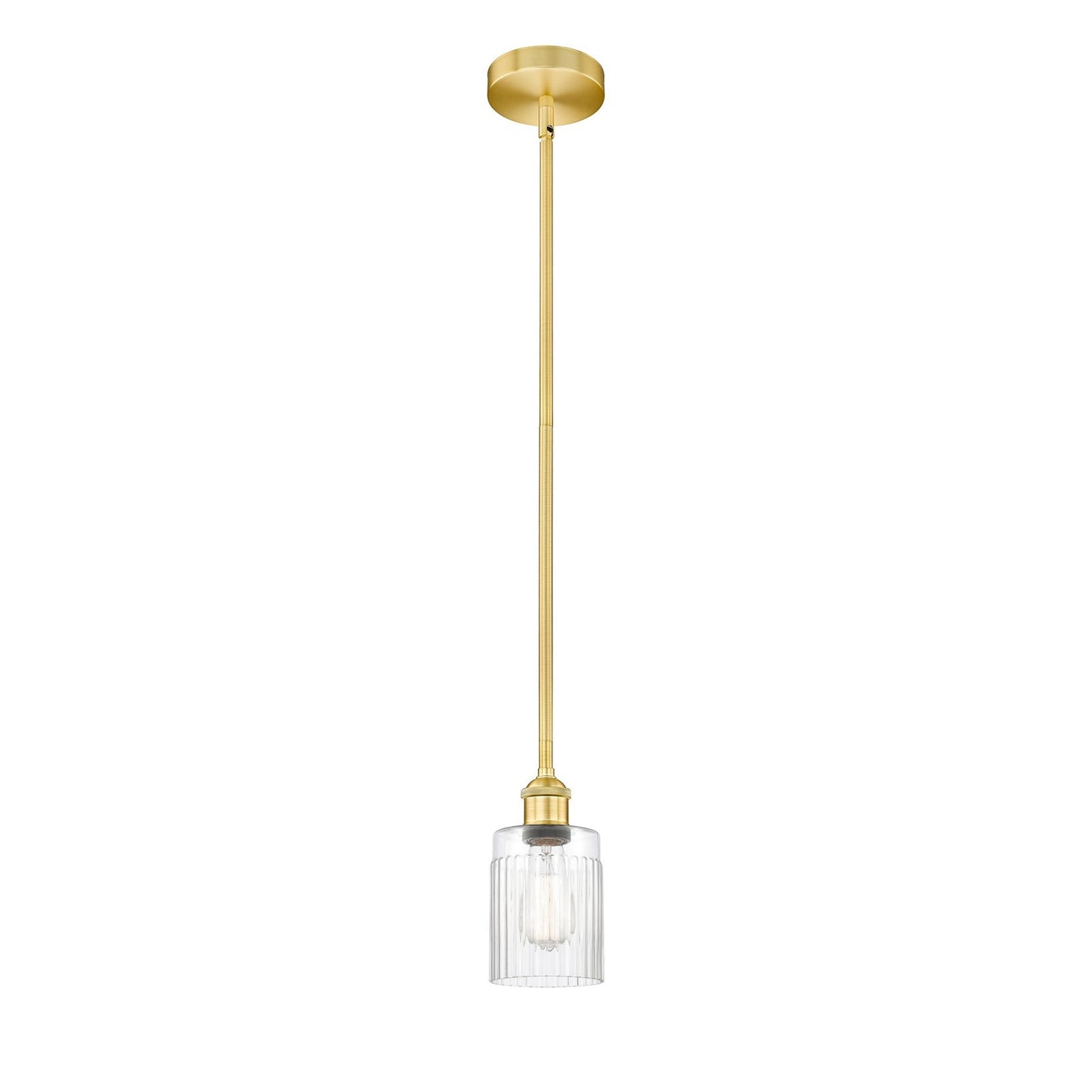 Innovations Hadley 1-Light Mini Pendant | Art Nouveau Satin Gold Steel and Clear Ribbed Glass | Kitchen Island & Dining Room | 4.5 | Model 616-1S-SG-G342