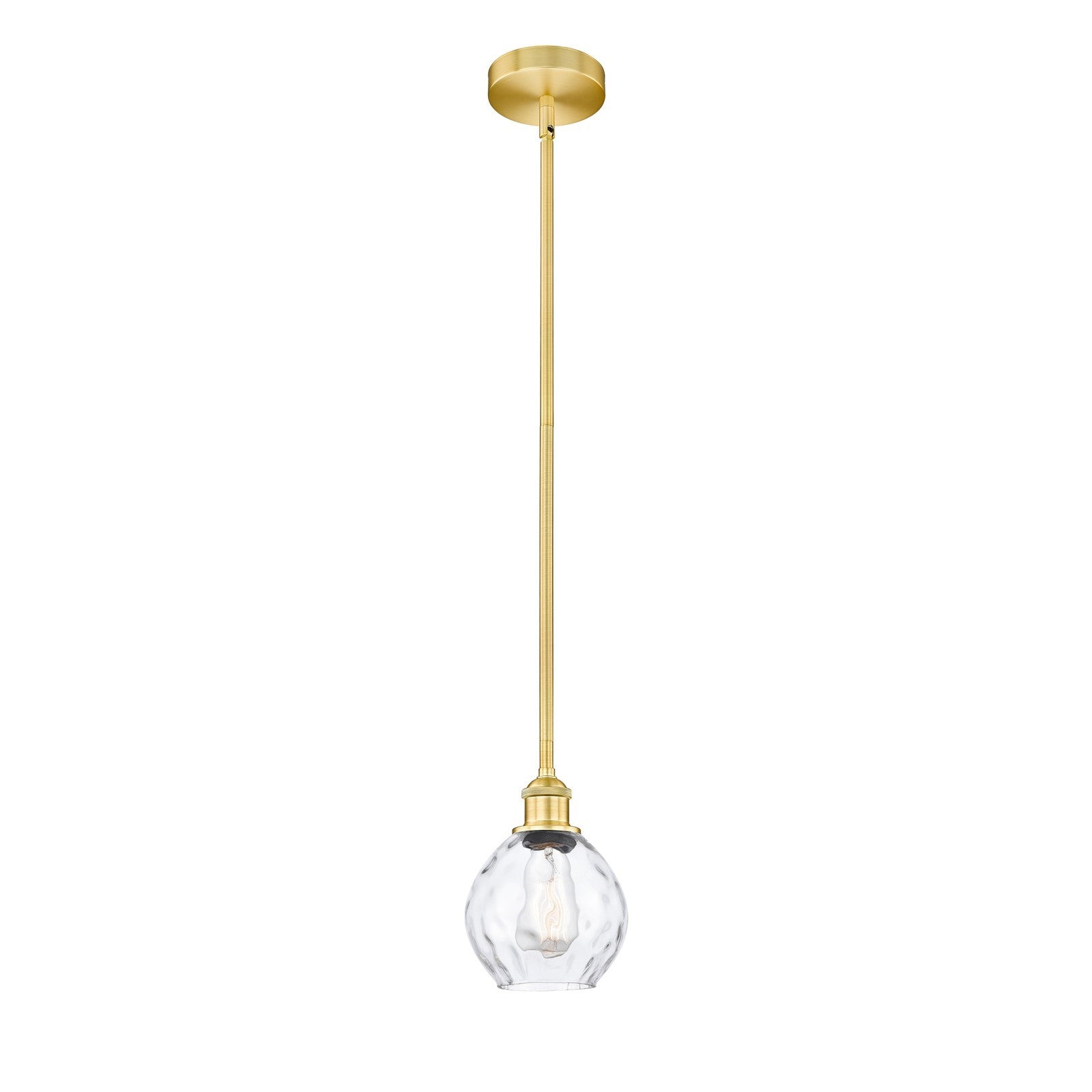 Innovations Waverly 6in 1-Light Mini Pendant | Industrial Satin Gold Steel and Clear Glass | Kitchen Island & Dining Room | 6 x 6 x | Model 616-1S-SG-G362
