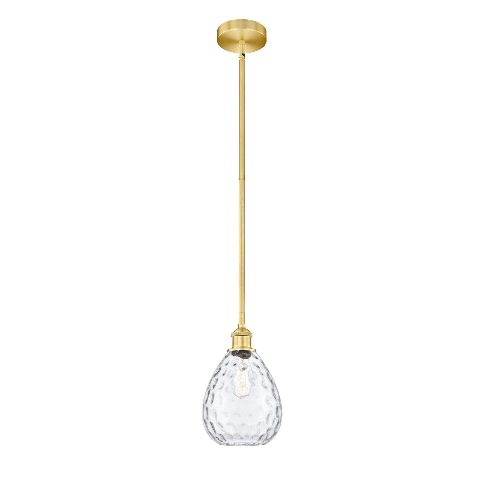 Innovations Waverly 8in 1-Light Mini Pendant | Industrial Satin Gold and Clear Glass | Kitchen Island & Dining Room | 8 x 8 x 11.5 | Model 616-1S-SG-G372