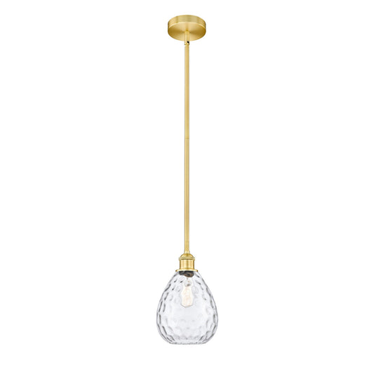 Innovations Waverly 8in 1-Light Mini Pendant | Industrial Satin Gold Steel and Clear Glass | Kitchen Island & Dining Room | 8 x | Model 616-1S-SG-G372-LED
