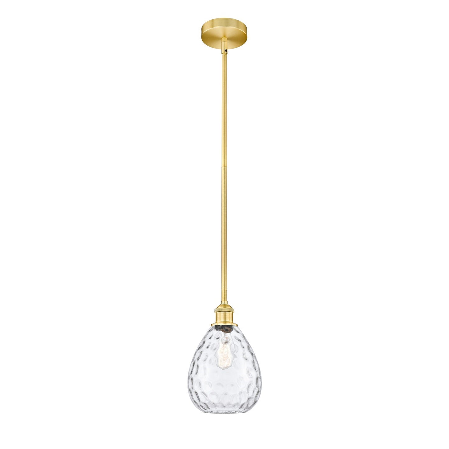 Innovations Waverly 8in 1-Light Mini Pendant | Industrial Satin Gold Steel and Clear Glass | Kitchen Island & Dining Room | 8 x | Model 616-1S-SG-G372-LED