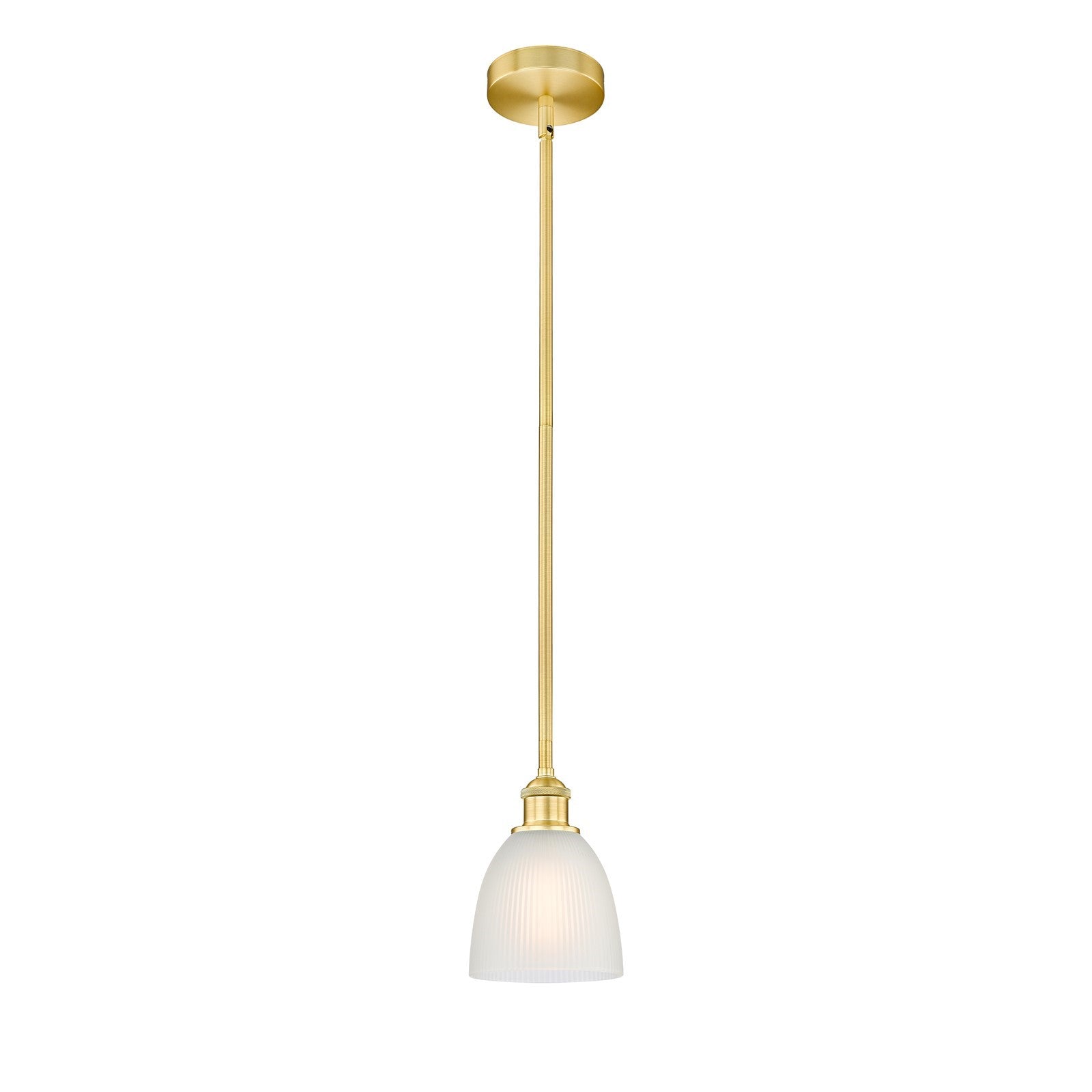 Innovations Castile 6in 1-Light Mini Pendant | Industrial Satin Gold Steel and White Glass | Kitchen Island & Dining Room | 6 x 6 x | Model 616-1S-SG-G381