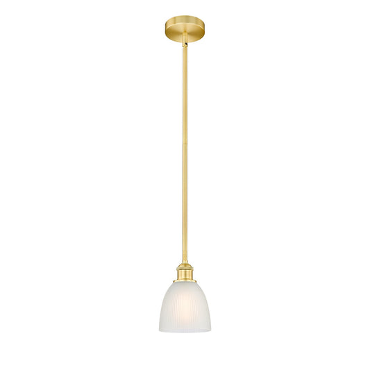 Innovations Castile 6in 1-Light Mini Pendant | Industrial Satin Gold Steel and White Glass | Kitchen Island & Dining Room | 6 x 6 x | Model 616-1S-SG-G381