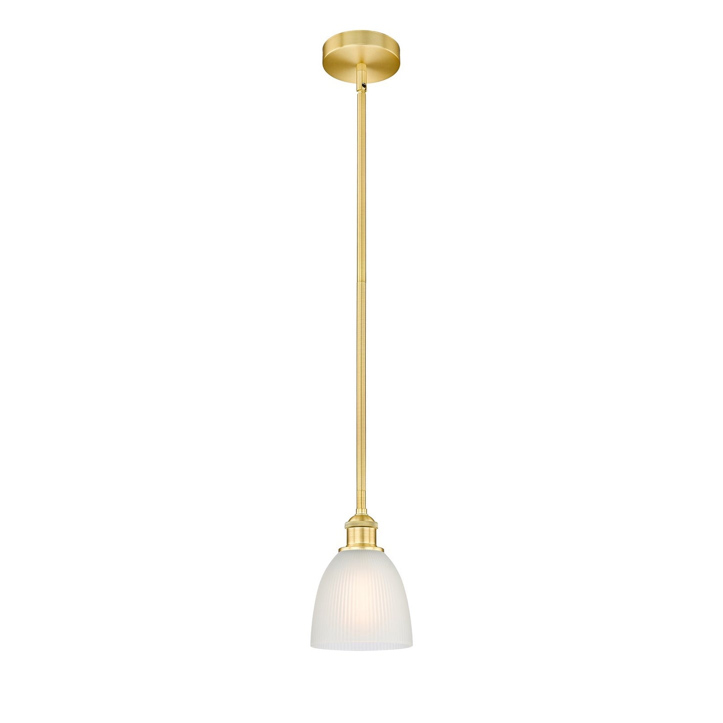 Innovations Castile 6in 1-Light Mini Pendant | Industrial Satin Gold Steel and White Glass | Kitchen Island & Dining Room | Model 616-1S-SG-G381-LED
