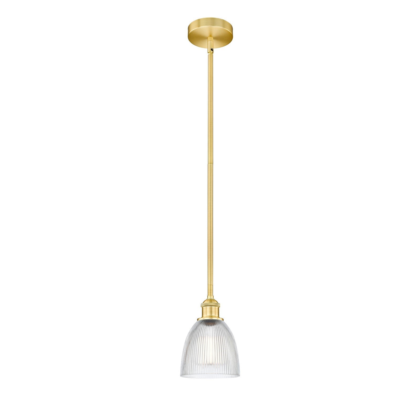 Innovations Castile 6in 1-Light Mini Pendant | Industrial Satin Gold Steel and Clear Glass | Kitchen Island & Dining Room | 6 x | Model 616-1S-SG-G382-LED