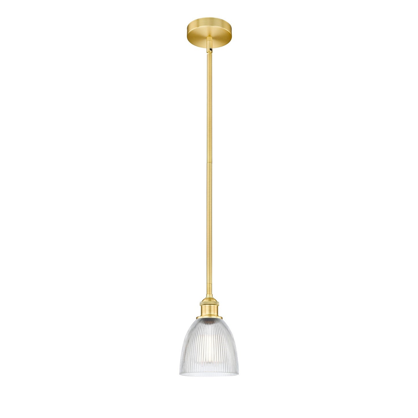 Innovations Castile 6in 1-Light Mini Pendant | Industrial Satin Gold Steel and Clear Glass | Kitchen Island & Dining Room | 6 x | Model 616-1S-SG-G382-LED