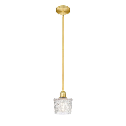 Innovations Niagara 1-Light 6.5in Mini Pendant | Art Nouveau Satin Gold Steel and Clear Glass | Kitchen Island & Dining Room Accent | Model 616-1S-SG-G402