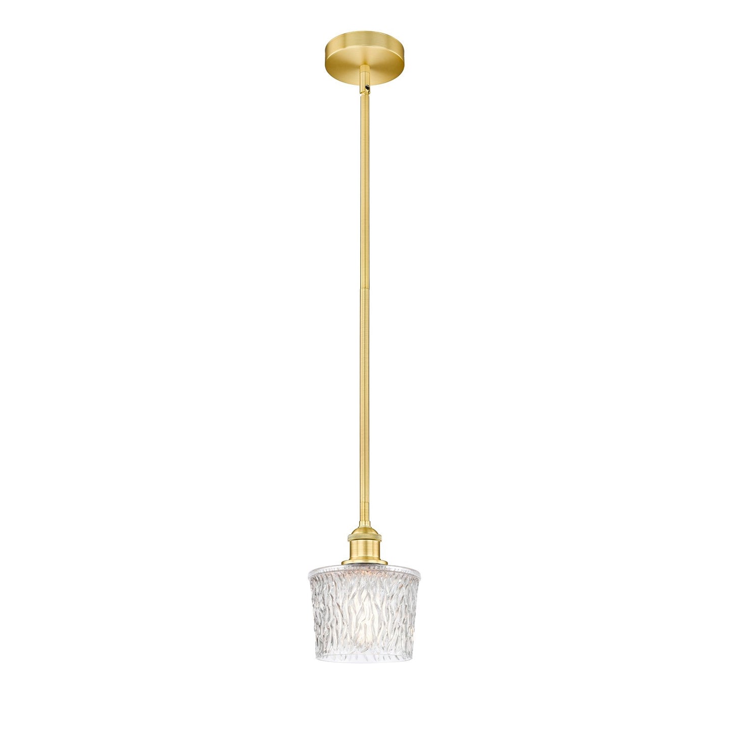 Innovations Niagara 7in 1-Light Mini Pendant | Industrial Satin Gold Steel and Clear Textured Glass | Kitchen Island & Dining | Model 616-1S-SG-G402-LED