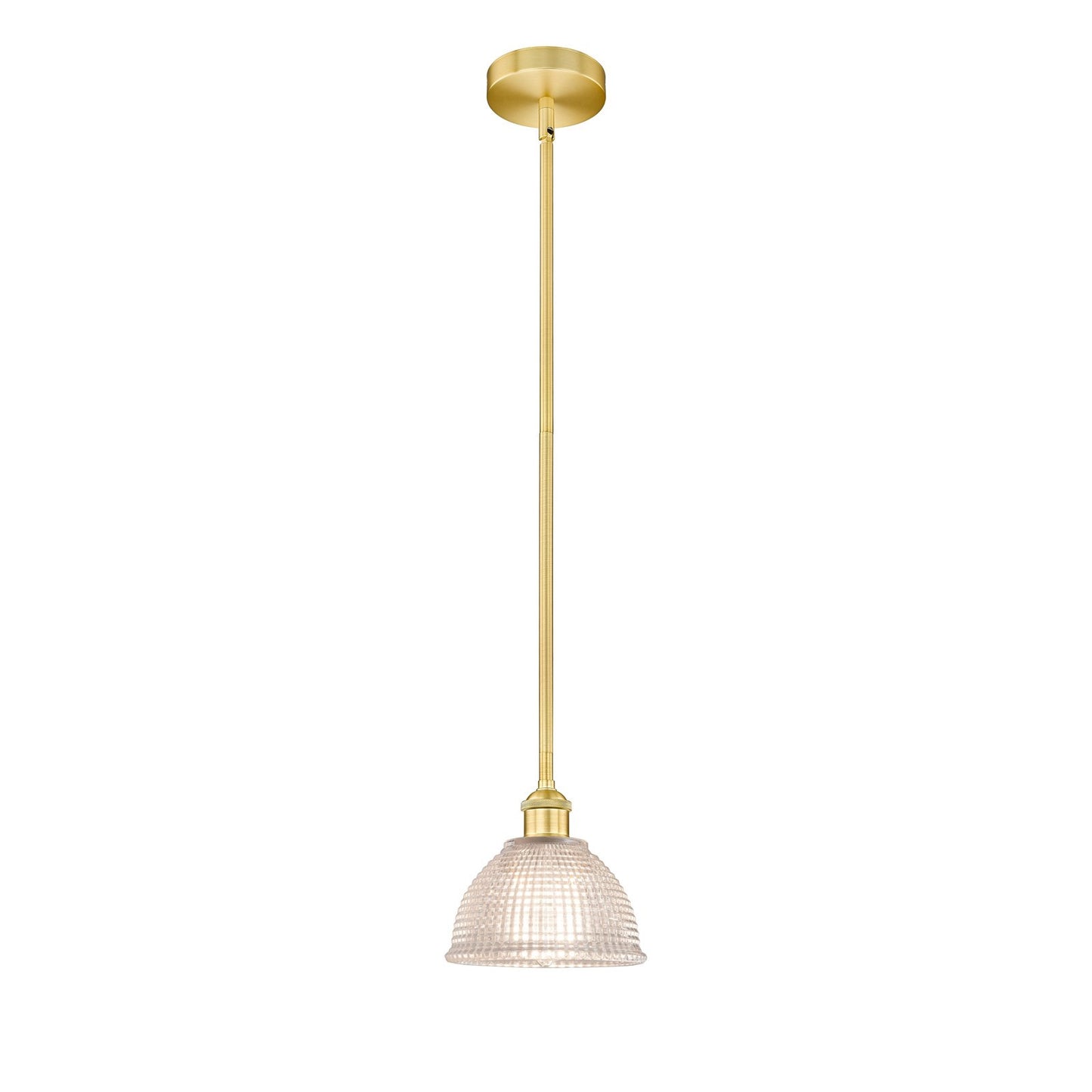 Innovations Arietta 8in 1-Light Mini Pendant | Industrial Satin Gold Steel and Clear Glass | Kitchen Island & Dining Room | 8 x 8 x | Model 616-1S-SG-G422
