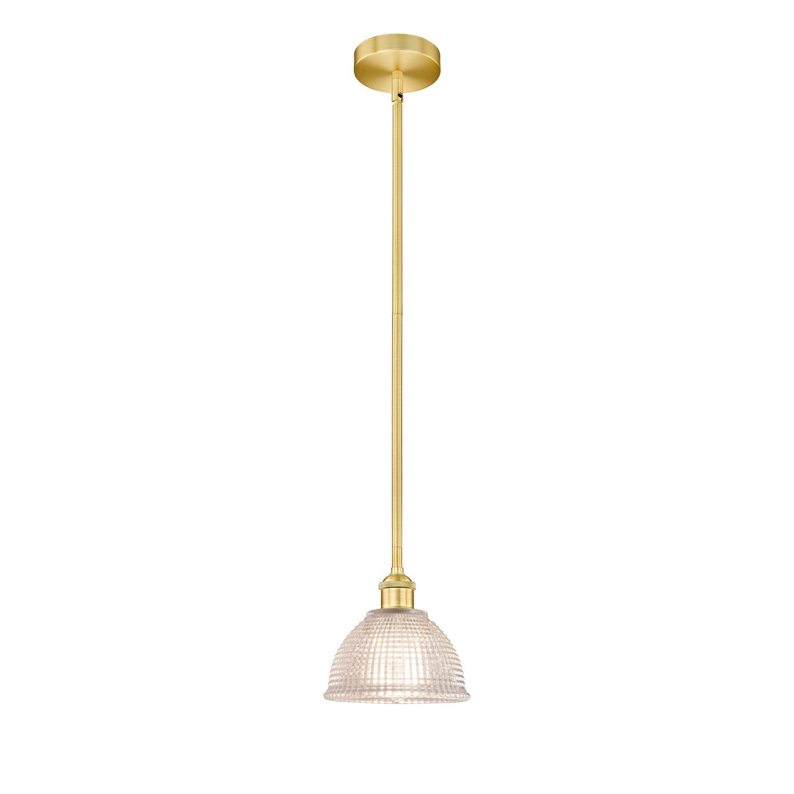 Innovations Arietta 8in 1-Light Mini Pendant | Industrial Satin Gold Steel and Clear Glass | Kitchen Island & Dining Room | 8 x | Model 616-1S-SG-G422-LED