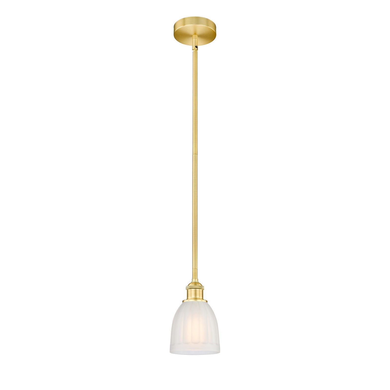 Innovations Brookfield 6in 1-Light Mini Pendant | Industrial Satin Gold Steel and White Frosted Glass | Kitchen Island & Dining | Model 616-1S-SG-G441-LED