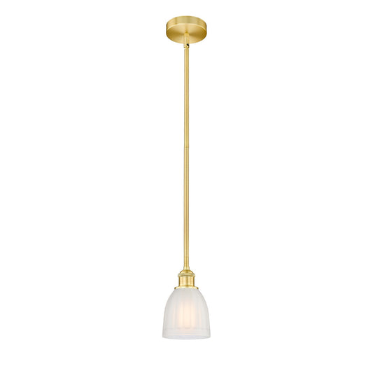 Innovations Brookfield 6in 1-Light Mini Pendant | Industrial Satin Gold Steel and White Frosted Glass | Kitchen Island & Dining | Model 616-1S-SG-G441-LED