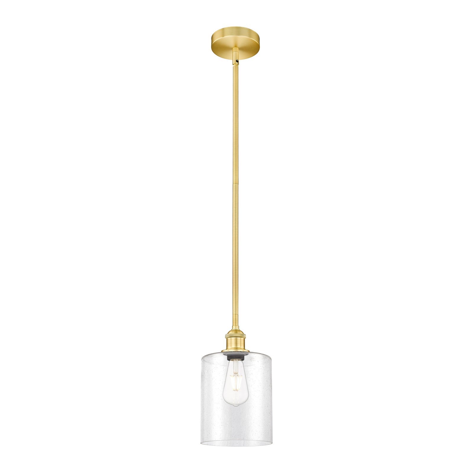 Innovations Paladin 7in 1-Light Mini Pendant | Farmhouse Satin Gold Steel and Seedy Glass | Kitchen Island & Dining Room | 7.12 | Model 616-1S-SG-G4424-7