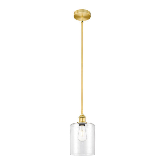 Innovations Paladin 7in 1-Light Mini Pendant | Farmhouse Satin Gold Steel and Seedy Glass | Kitchen Island & Dining Room | 7.12 | Model 616-1S-SG-G4424-7