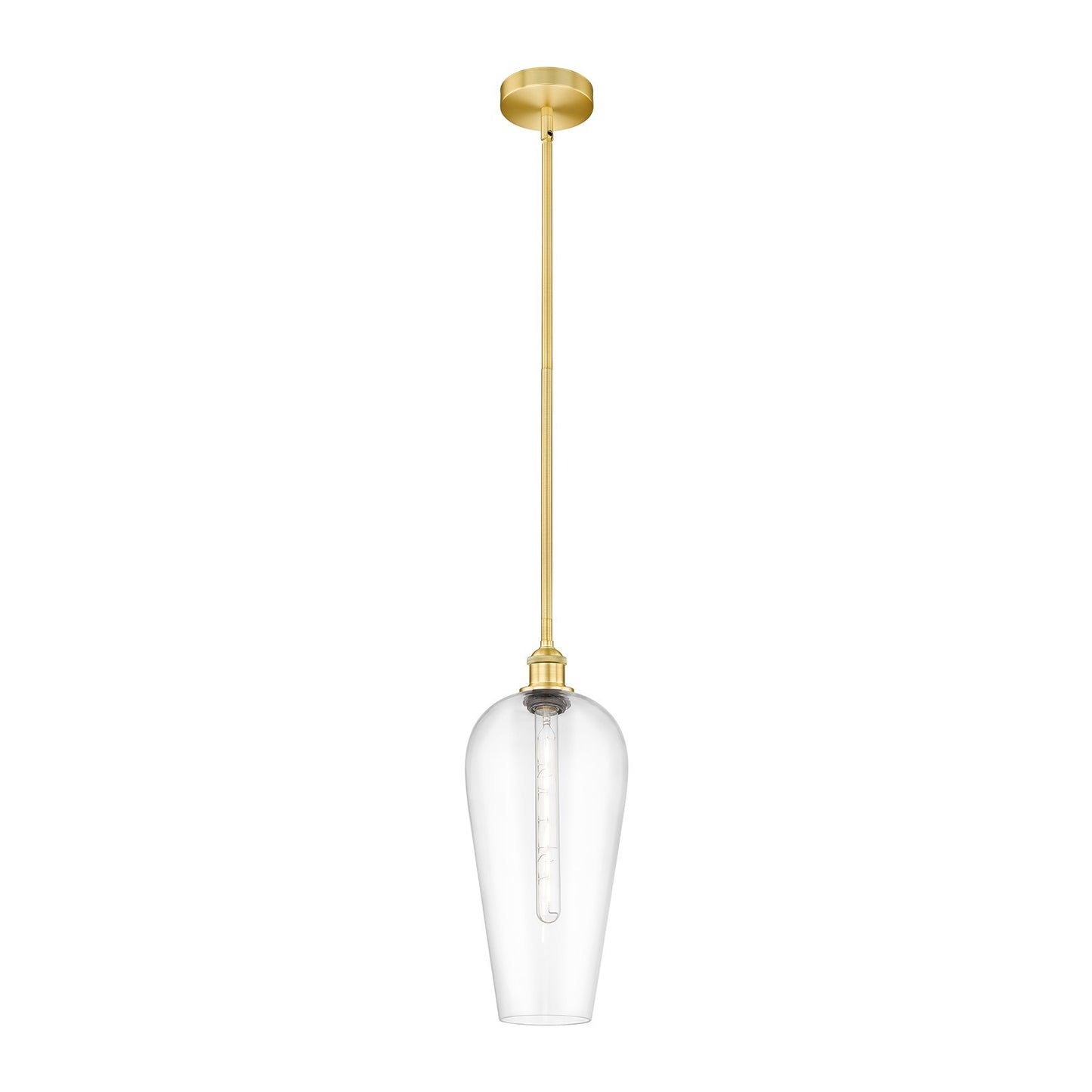 Innovations Chelsea 8in 1-Light Mini Pendant | Industrial Satin Gold Steel and Clear Chelsea Glass | Kitchen Island & Dining | Model 616-1S-SG-G456-8CL