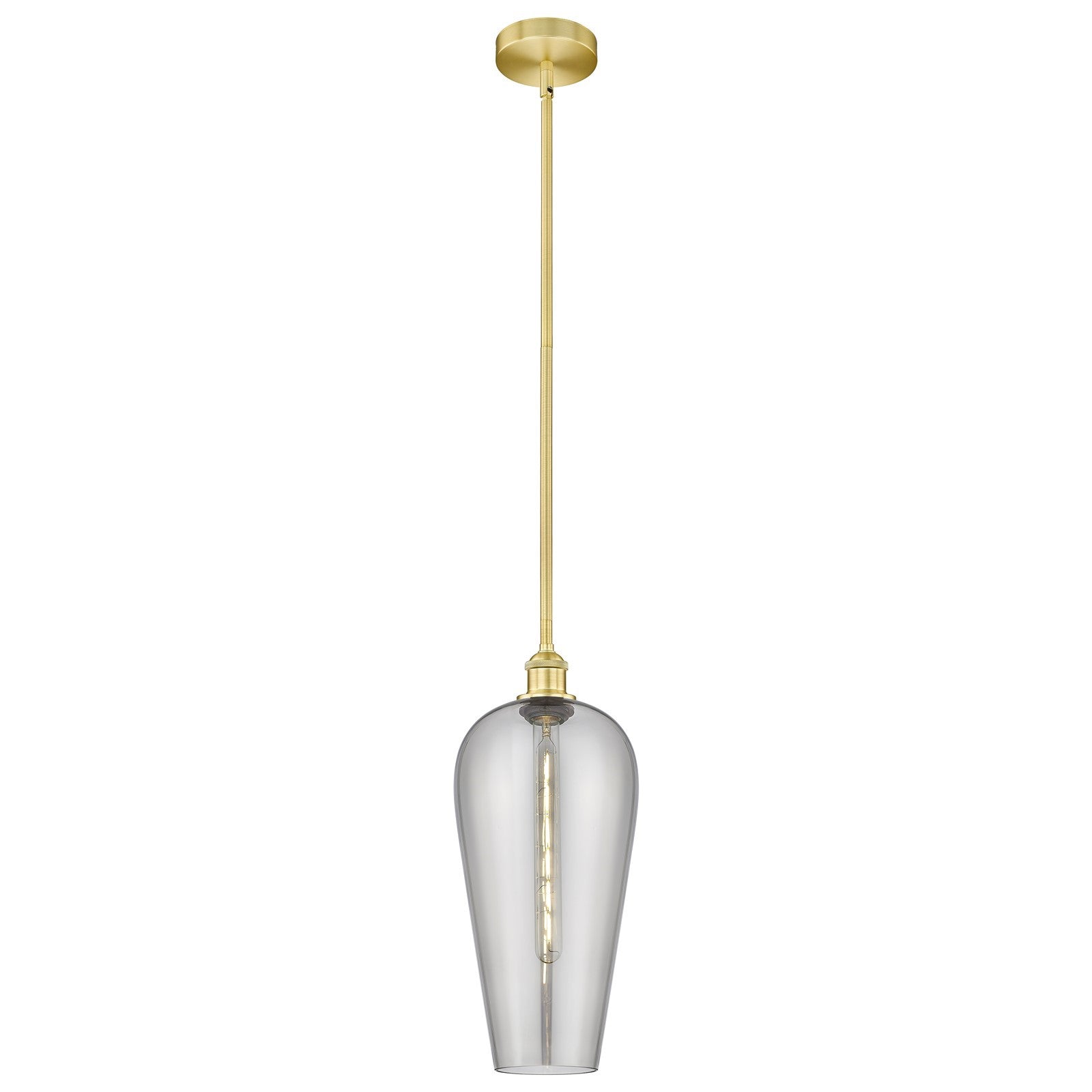 Innovations Chelsea 8in 1-Light Mini Pendant | Industrial Satin Gold Steel and Cast Brass with Light Smoke Glass Shade | Model 616-1S-SG-G456-8SM