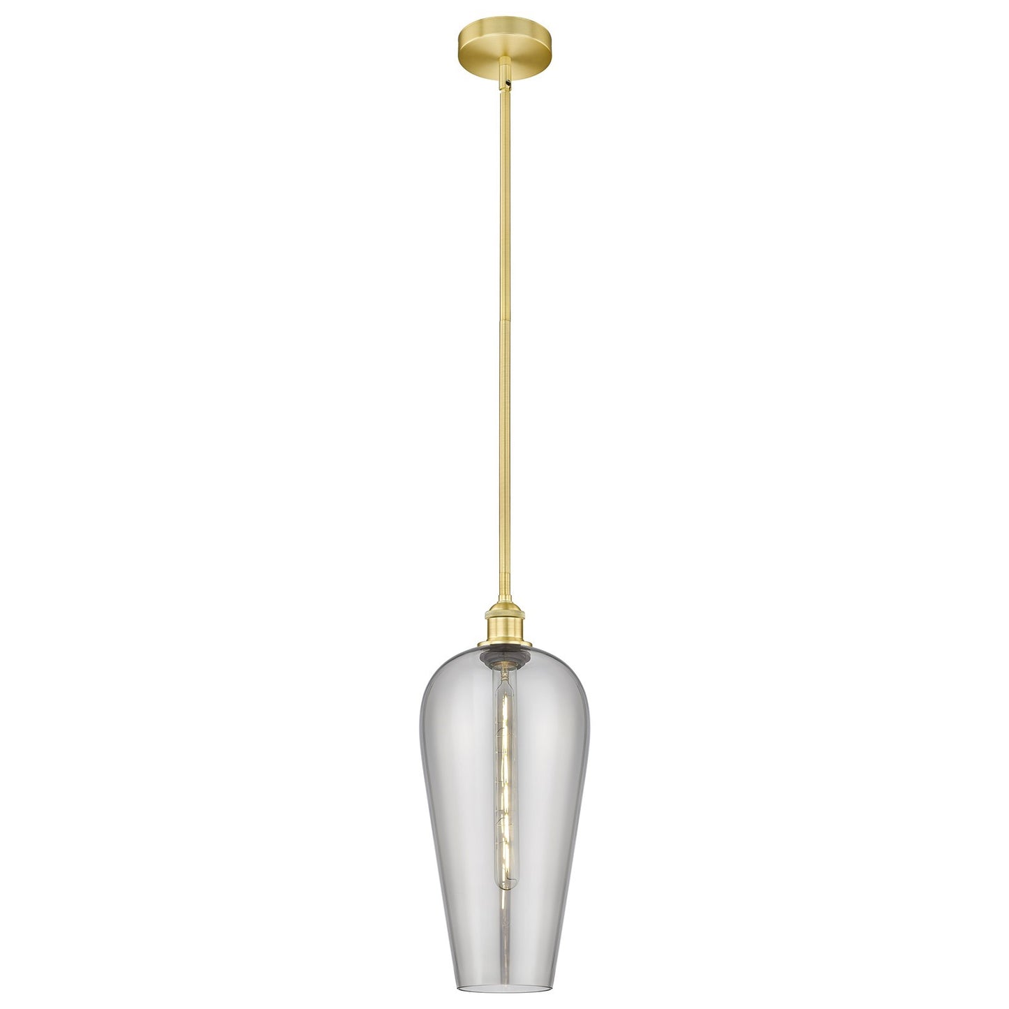 Innovations Chelsea 8in 1-Light Mini Pendant | Industrial Satin Gold Steel and Cast Brass with Light Smoke Glass Shade | Model 616-1S-SG-G456-8SM