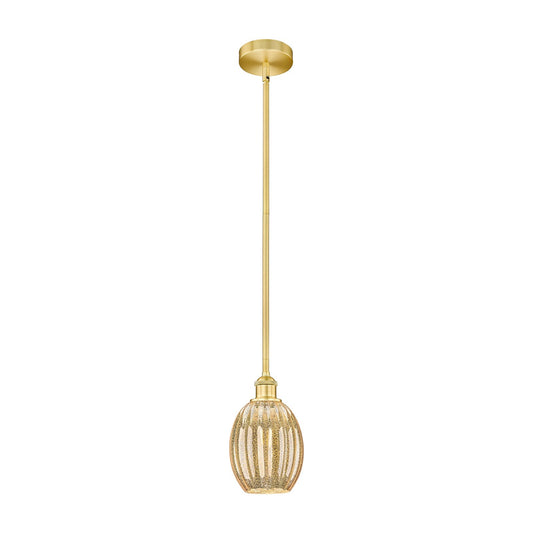 Innovations Preston Bulb 6.25in 1-Light Mini Pendant | Industrial Satin Gold Steel and Mercury Glass | Kitchen Island | 6.25 x | Model 616-1S-SG-G459-6ME