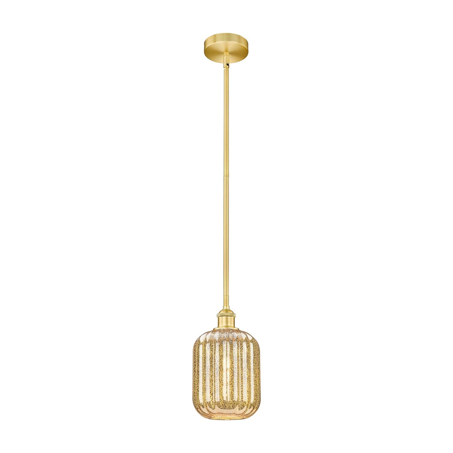 Innovations Preston Cylinder 7in 1-Light Mini Pendant | Industrial Satin Gold Steel and Mercury Glass | Kitchen Island & Dining | Model 616-1S-SG-G460-7ME