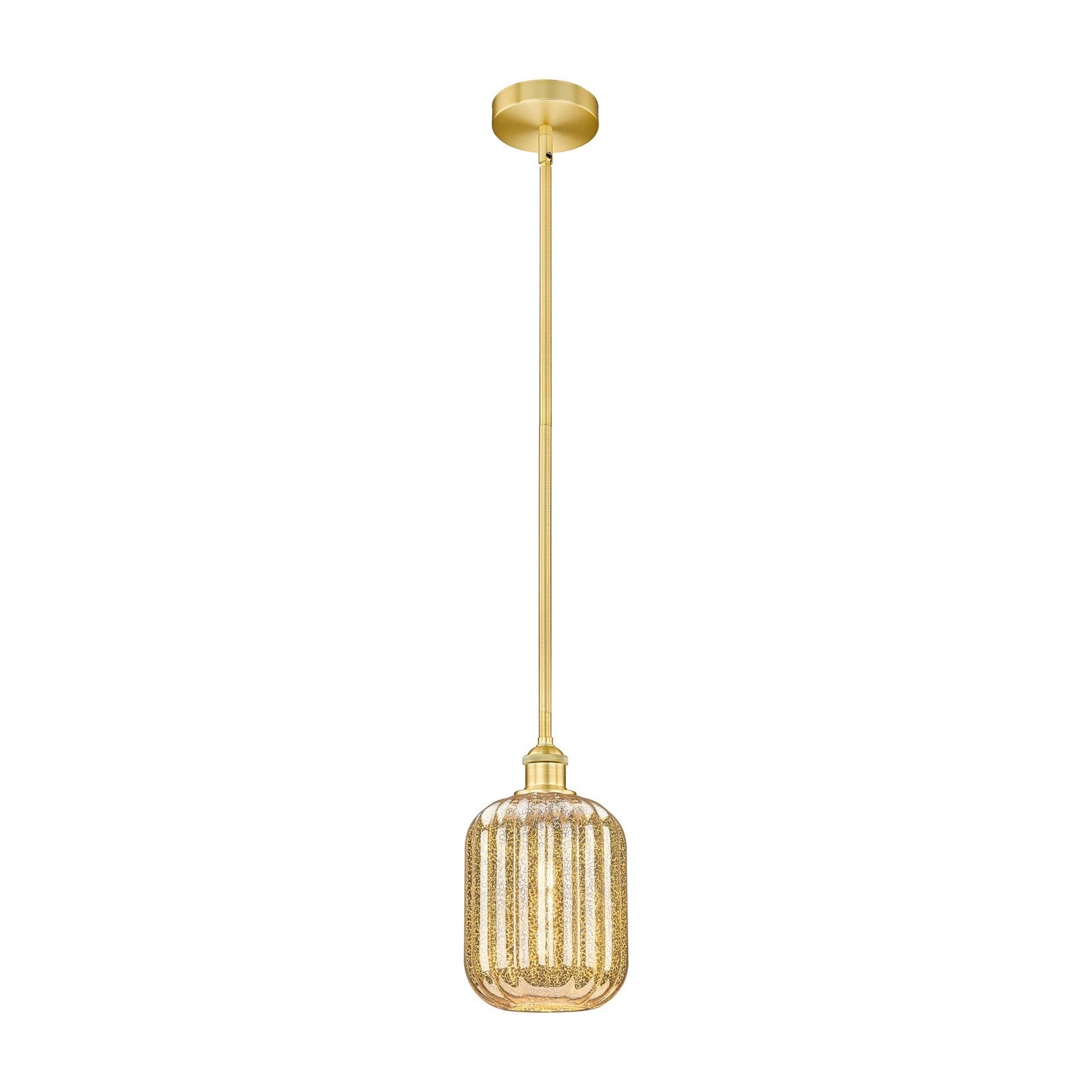Innovations Preston Cylinder 7in 1-Light Mini Pendant | Industrial Satin Gold Steel and Mercury Glass | Kitchen Island & Dining | Model 616-1S-SG-G460-7ME