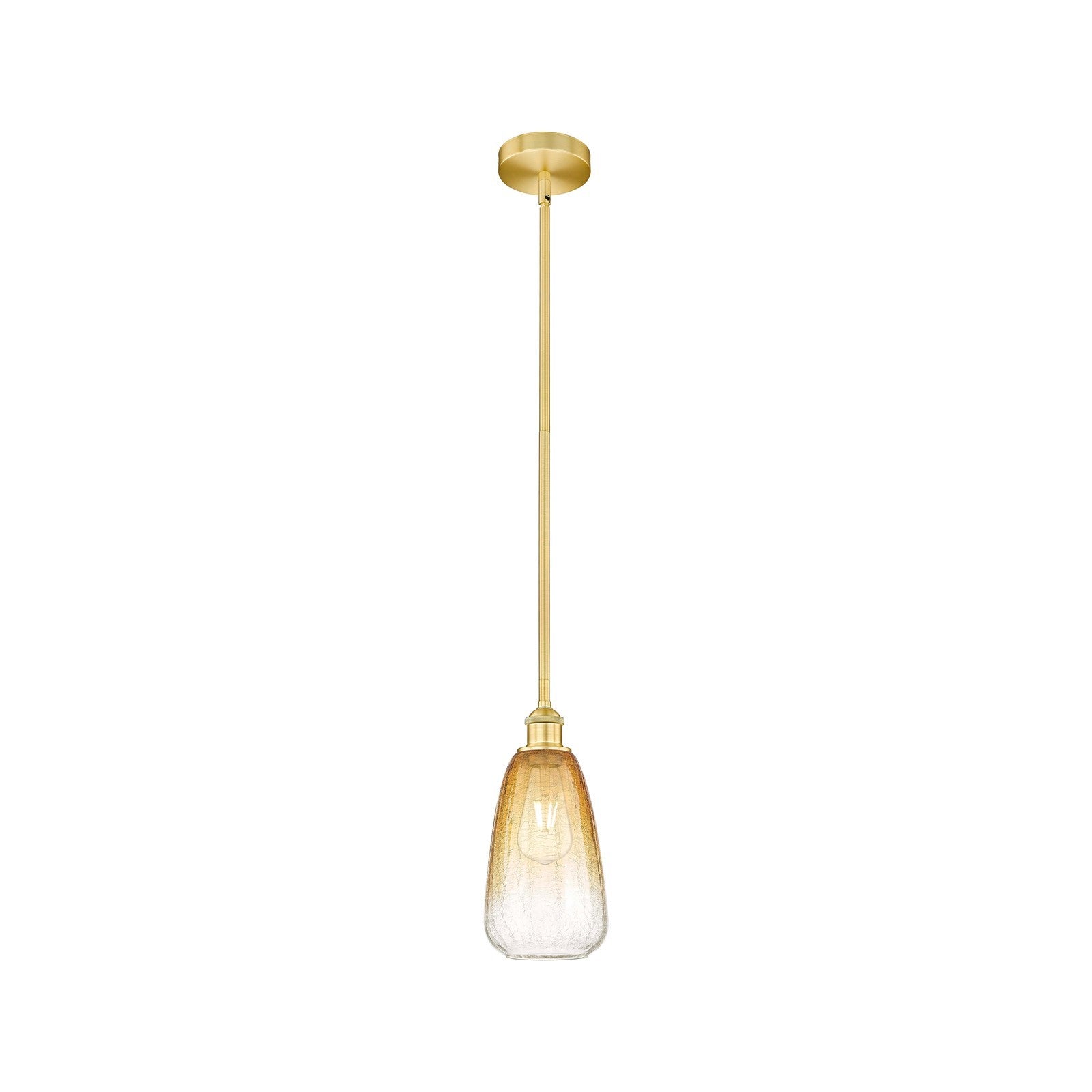 Innovations Brookhaven Almond 6in 1-Light Mini Pendant | Industrial Satin Gold Steel and Cast Brass with Amber Glass Shade | Model 616-1S-SG-G480-6AM