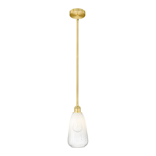 Innovations Brookhaven Almond 6in 1-Light Mini Pendant | Industrial Satin Gold Steel and Opal Glass | Kitchen Island & Dining | Model 616-1S-SG-G480-6OP