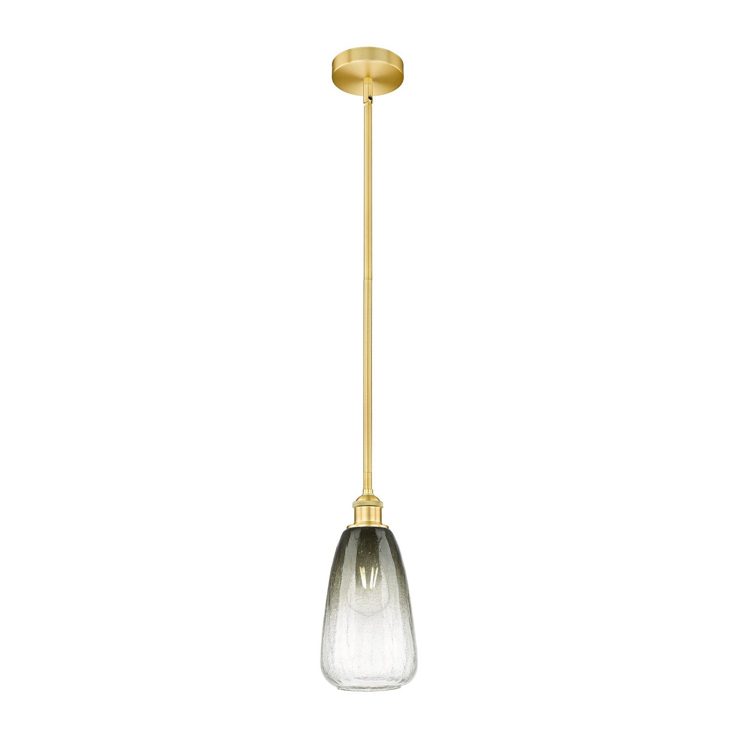 Innovations Brookhaven Almond 6in 1-Light Mini Pendant | Industrial Satin Gold Steel and Matte Black Glass | Kitchen Island & | Model 616-1S-SG-G480-6SL
