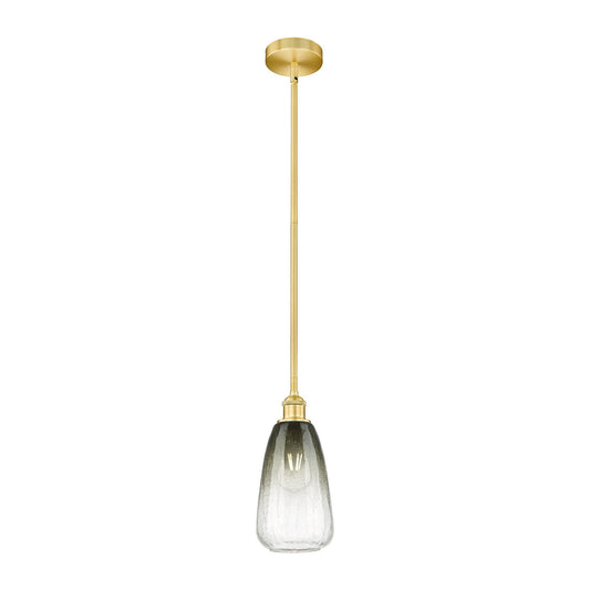 Innovations Brookhaven Almond 6in 1-Light Mini Pendant | Industrial Satin Gold Steel and Matte Black Glass | Kitchen Island & | Model 616-1S-SG-G480-6SL