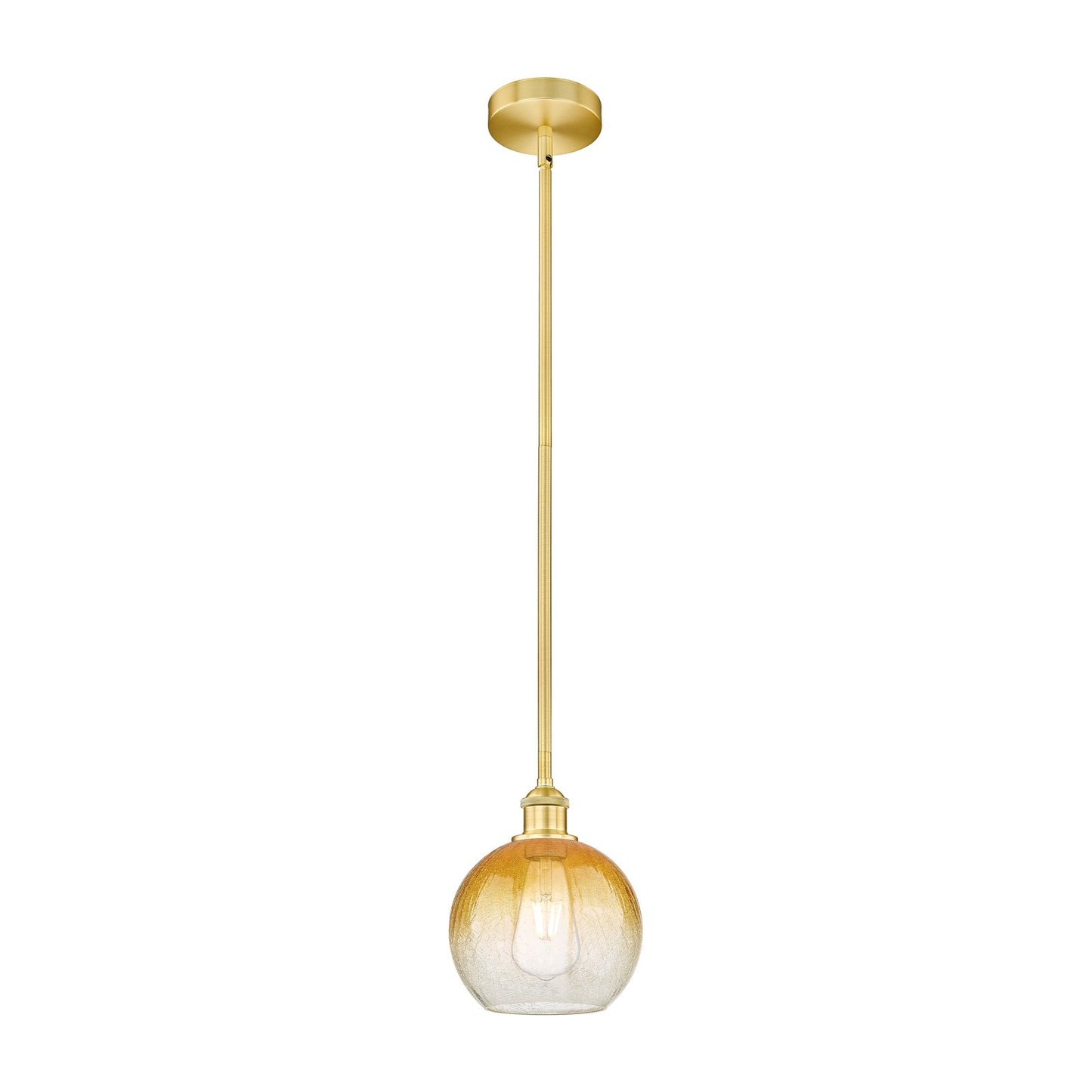 Innovations Brookhaven Globe 8in 1-Light Mini Pendant | Industrial Satin Gold Steel and Amber Glass | Kitchen Island & Dining | Model 616-1S-SG-G483-8AM