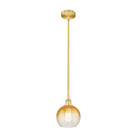 Innovations Brookhaven Globe 8in 1-Light Mini Pendant | Industrial Satin Gold Steel and Amber Glass | Kitchen Island & Dining | Model 616-1S-SG-G483-8AM