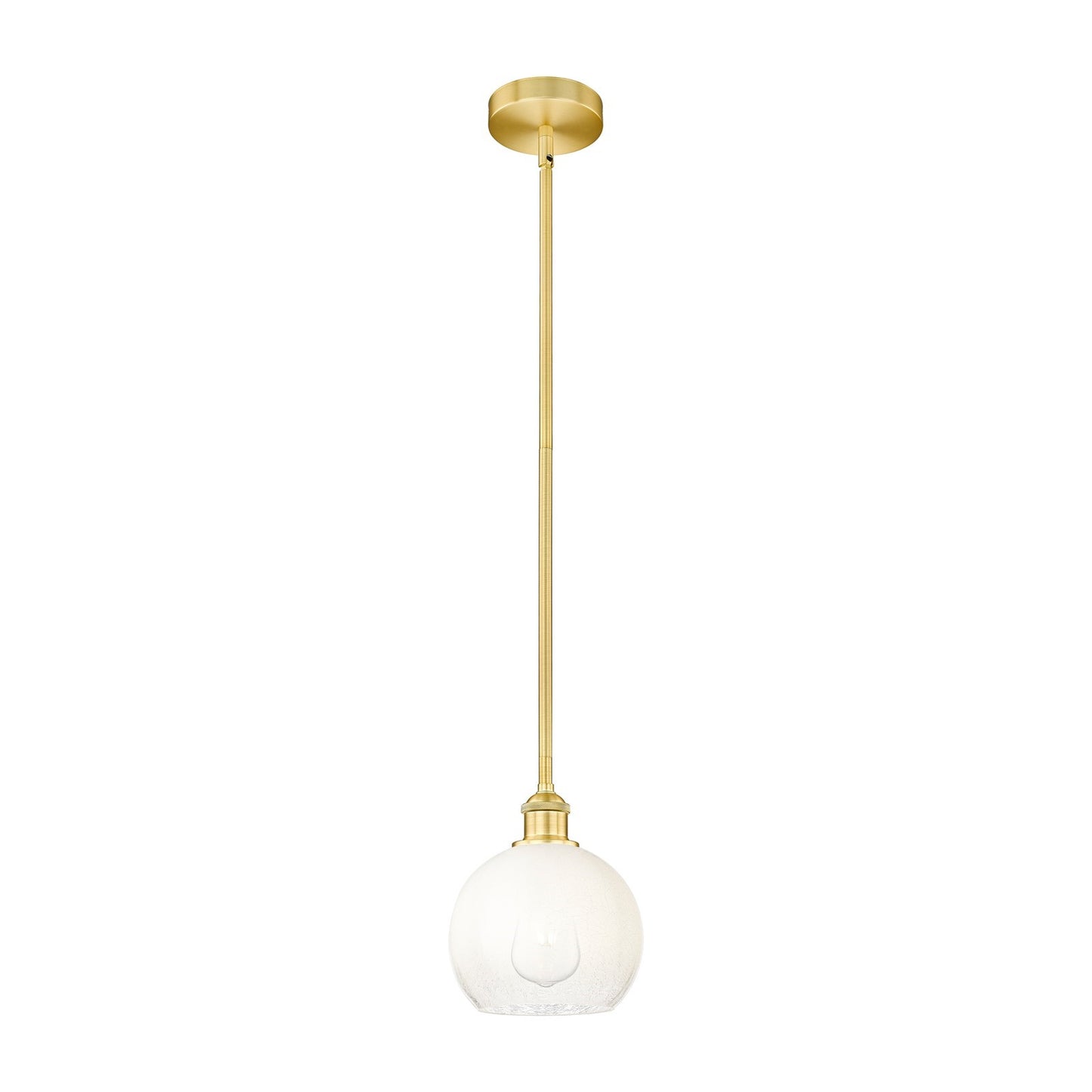 Innovations Brookhaven Globe 8in 1-Light Mini Pendant | Industrial Satin Gold Steel and Opal Glass | Kitchen Island & Dining | Model 616-1S-SG-G483-8OP