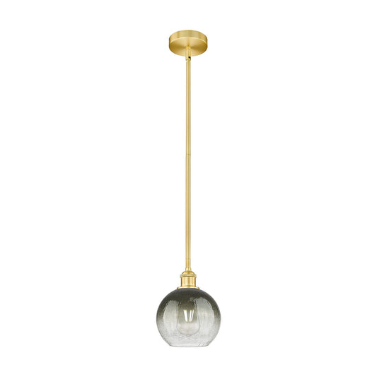Innovations Brookhaven Globe 8in 1-Light Mini Pendant | Industrial Satin Gold Steel and Matte Black Glass | Kitchen Island & | Model 616-1S-SG-G483-8SL