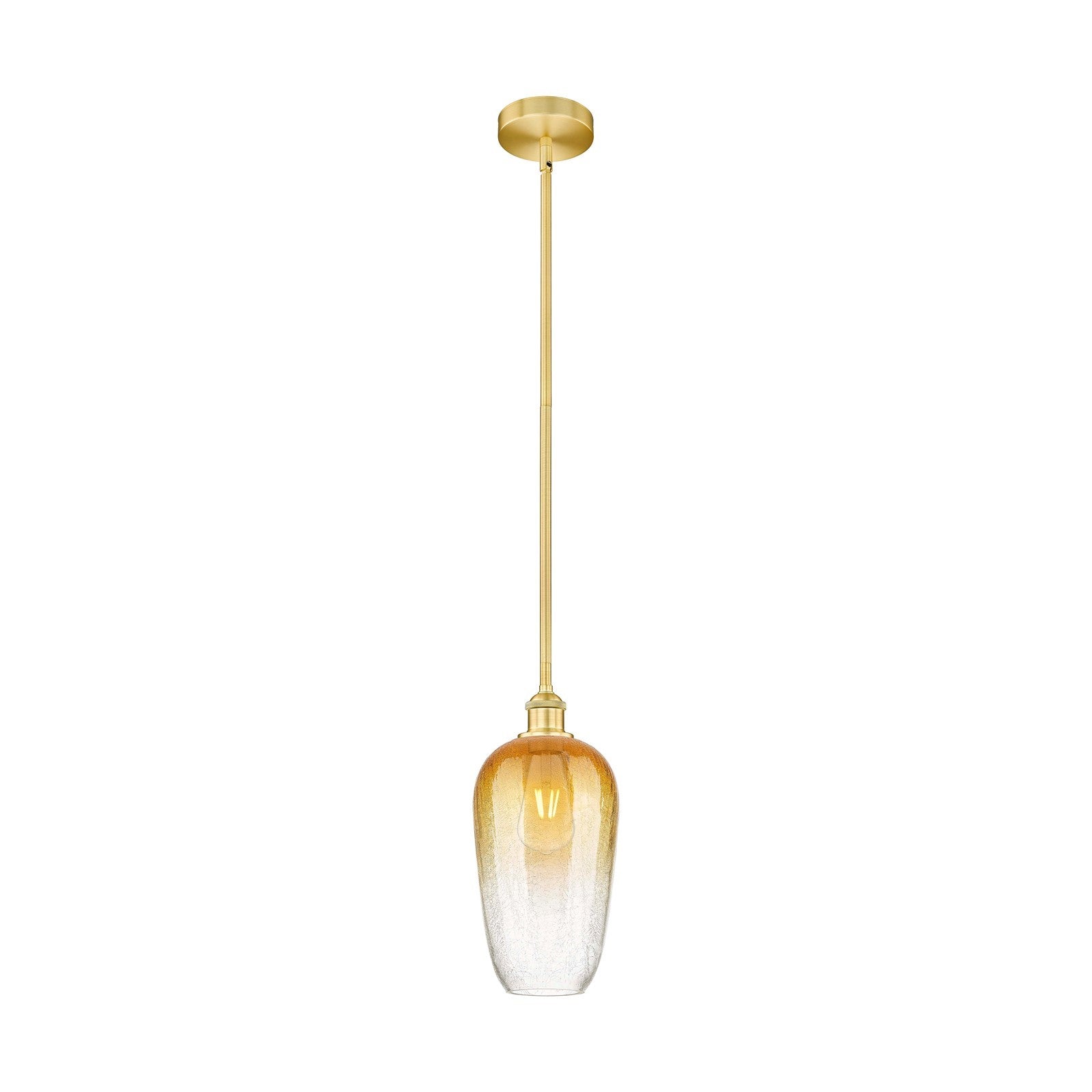 Innovations Brookhaven Flute 7in 1-Light Mini Pendant | Industrial Satin Gold Steel and Amber Glass | Kitchen Island | 7 x 7 x | Model 616-1S-SG-G484-7AM