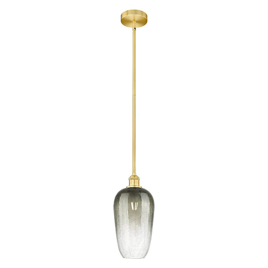 Innovations Brookhaven Flute 7in 1-Light Mini Pendant | Industrial Satin Gold Steel and Matte Black Glass | Kitchen Island & | Model 616-1S-SG-G484-7SL